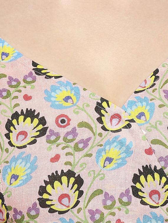 overlap neck floral full leg jumpsuit - 18458342 - Standard Image - 3
