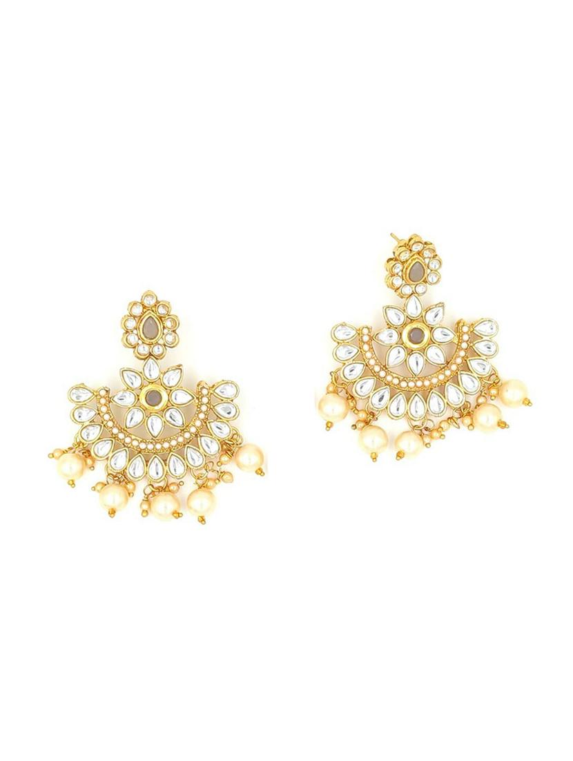 designer traditional grey long haram gold plated pearls necklace set for women - 18458367 - Standard Image - 3