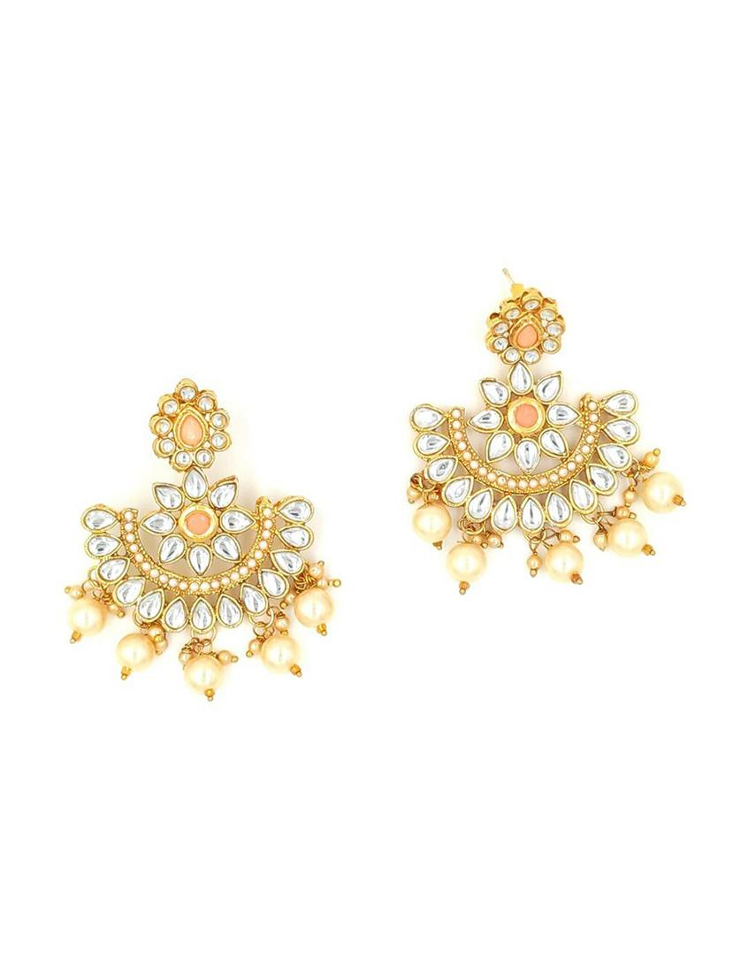 designer traditional ph long haram gold plated pearls necklace set for women - 18458369 - Standard Image - 3