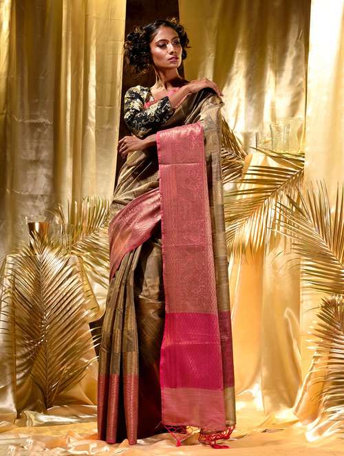 jacquard work banarasi saree with blouse - 18458403 - Standard Image - 0