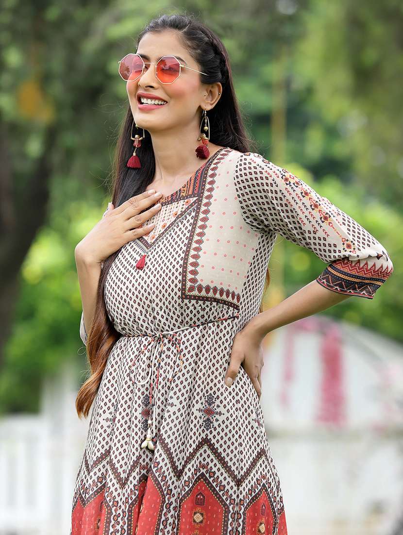 Buy online Printed A-line Ethnic Dress from ethnic wear for Women by  Juniper for 669 at 82% off | 2026 Limeroad.com