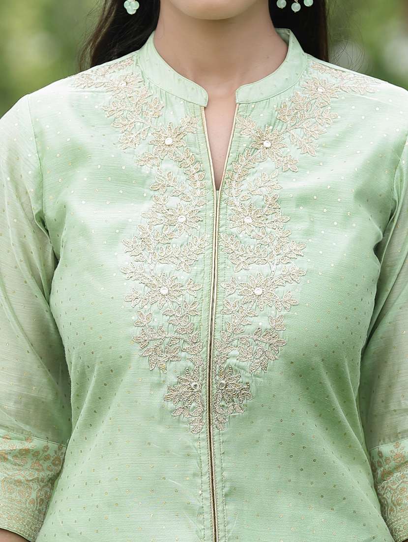 embroidered kurta palazzo set with dupatta - 18458873 - Standard Image - 3
