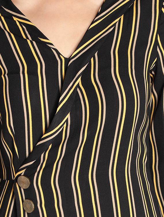 overlap neck striped full leg jumpsuit - 18458955 - Standard Image - 3