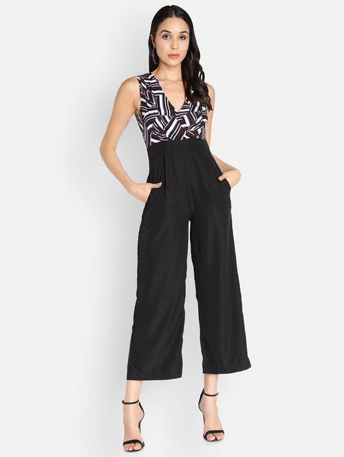 v-neck printed full leg jumpsuit - 18458960 - Standard Image - 0