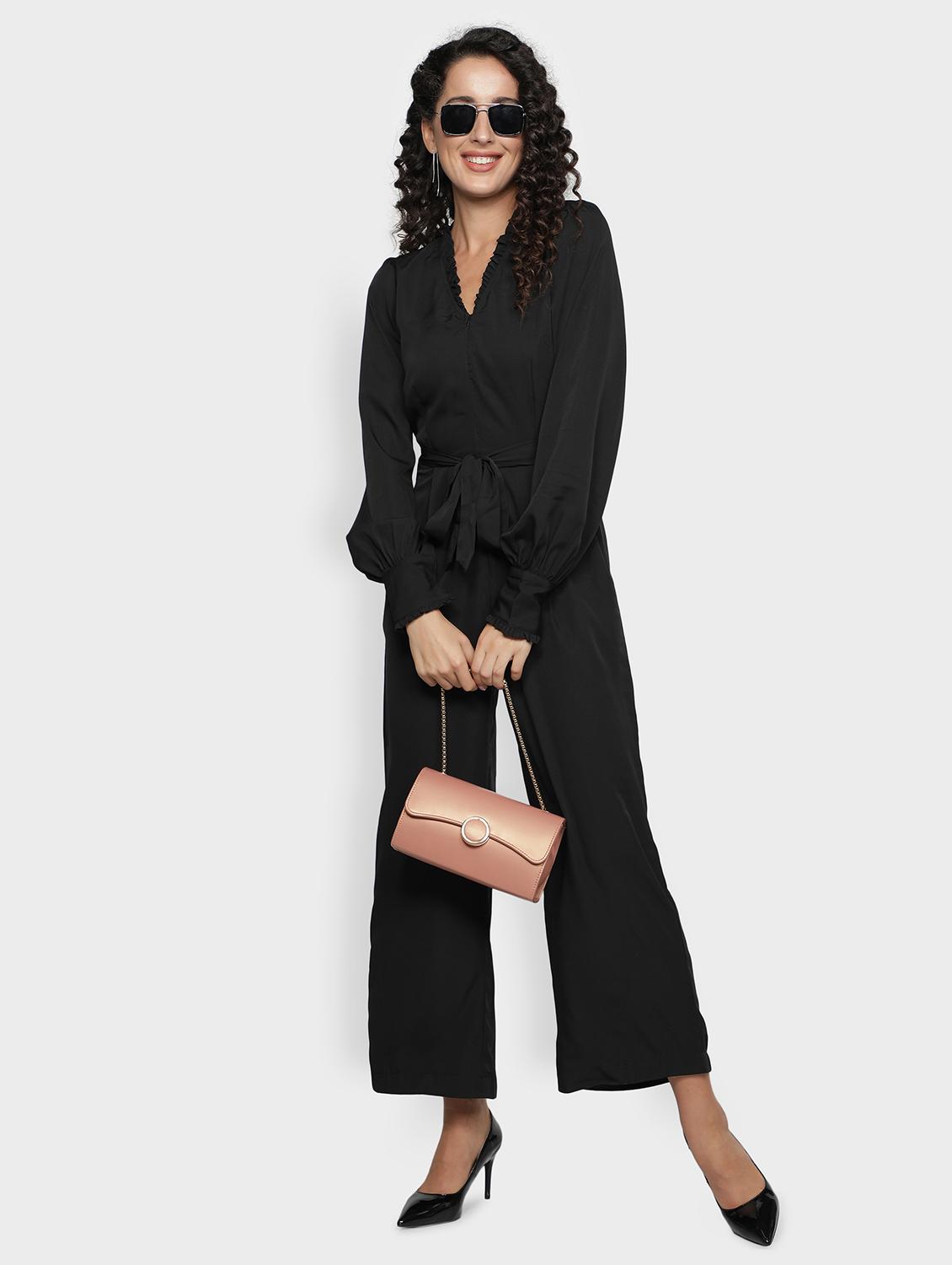 bishop sleeved solid full leg jumpsuit - 18458961 - Zoom Image - 0