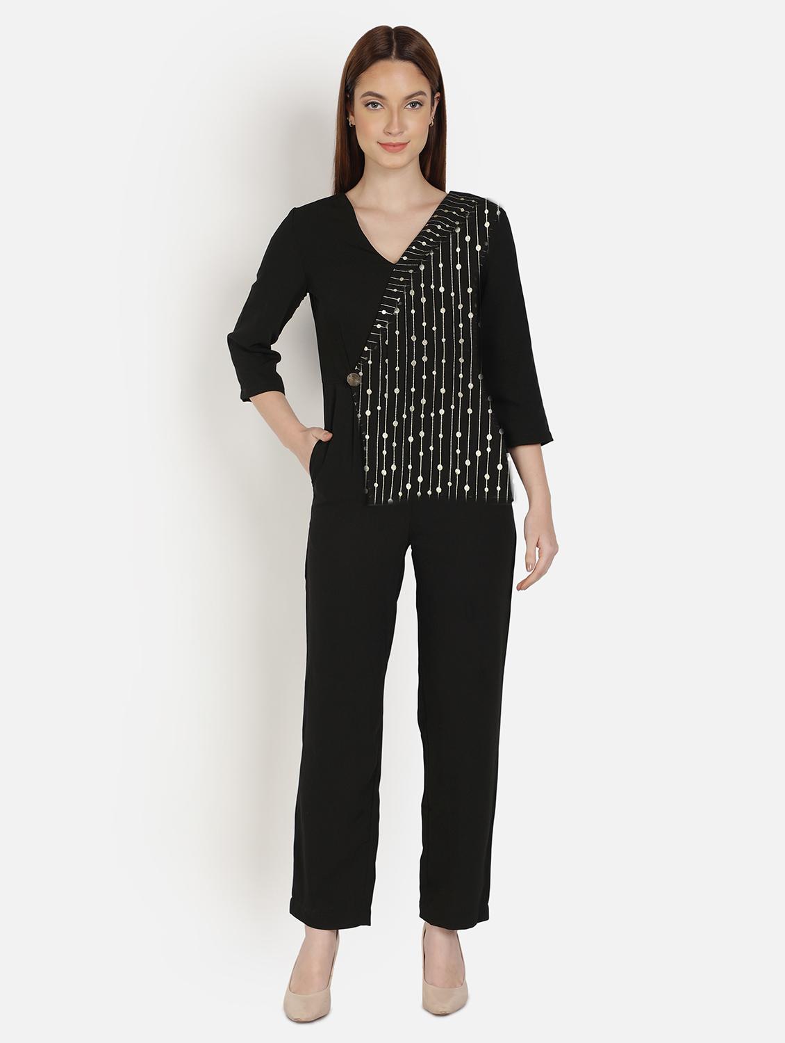 overlap neck printed full leg jumpsuit - 18458964 -  Zoom Image - 0