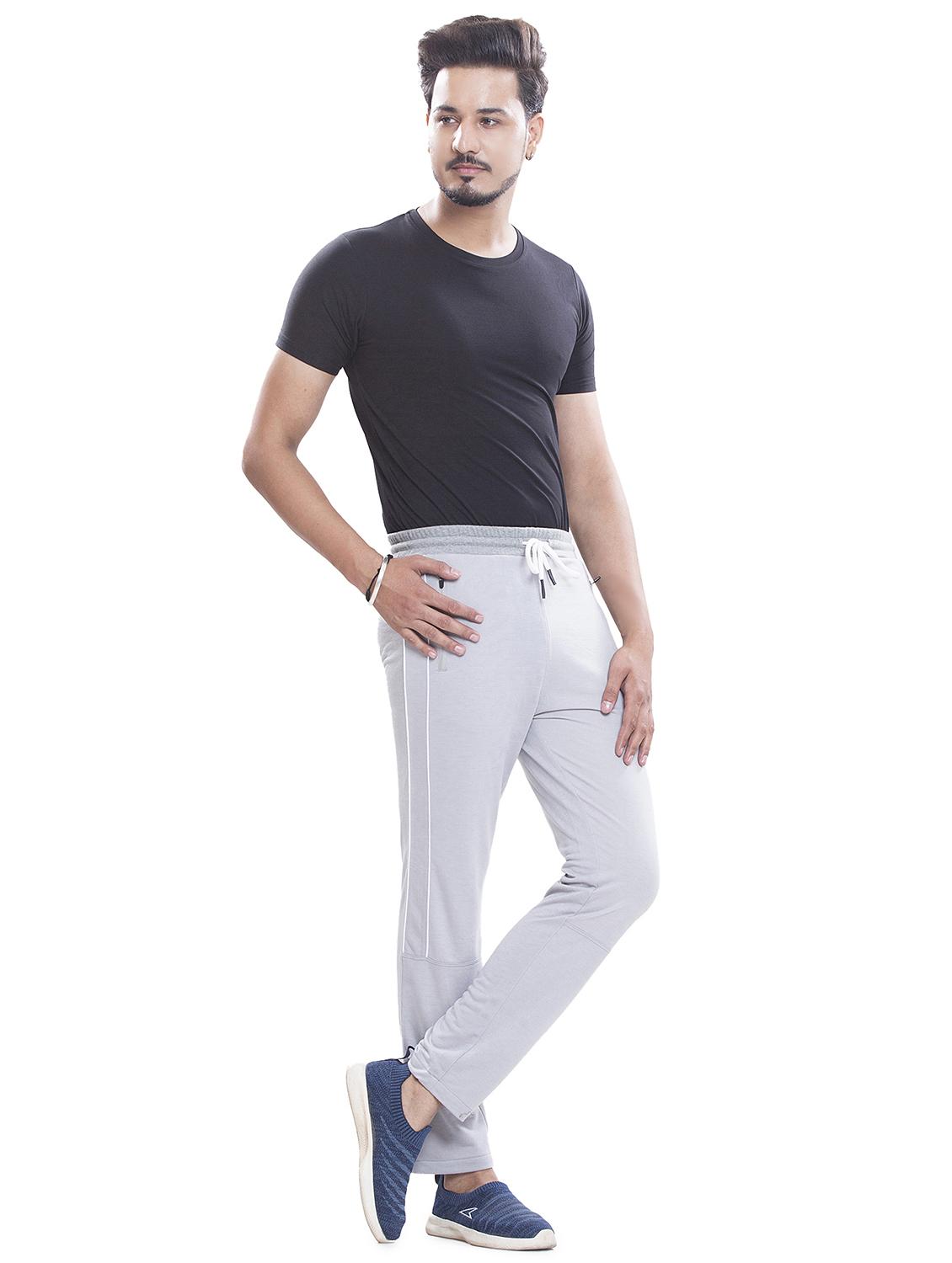 grey solid full length track pant - 18459132 - Standard Image - 3