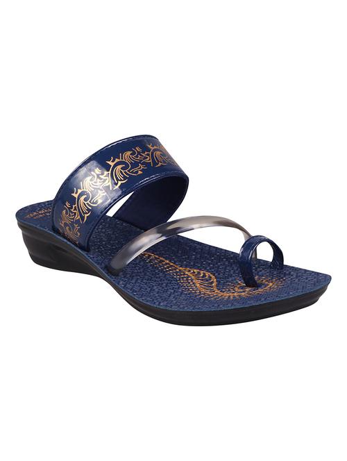 women navy blue printed toe separator sandal - 18460324 -  Standard Image - 0