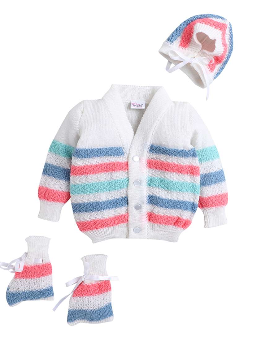 boys white striped sweater with cap & socks - 18460383 -  Standard Image - 3