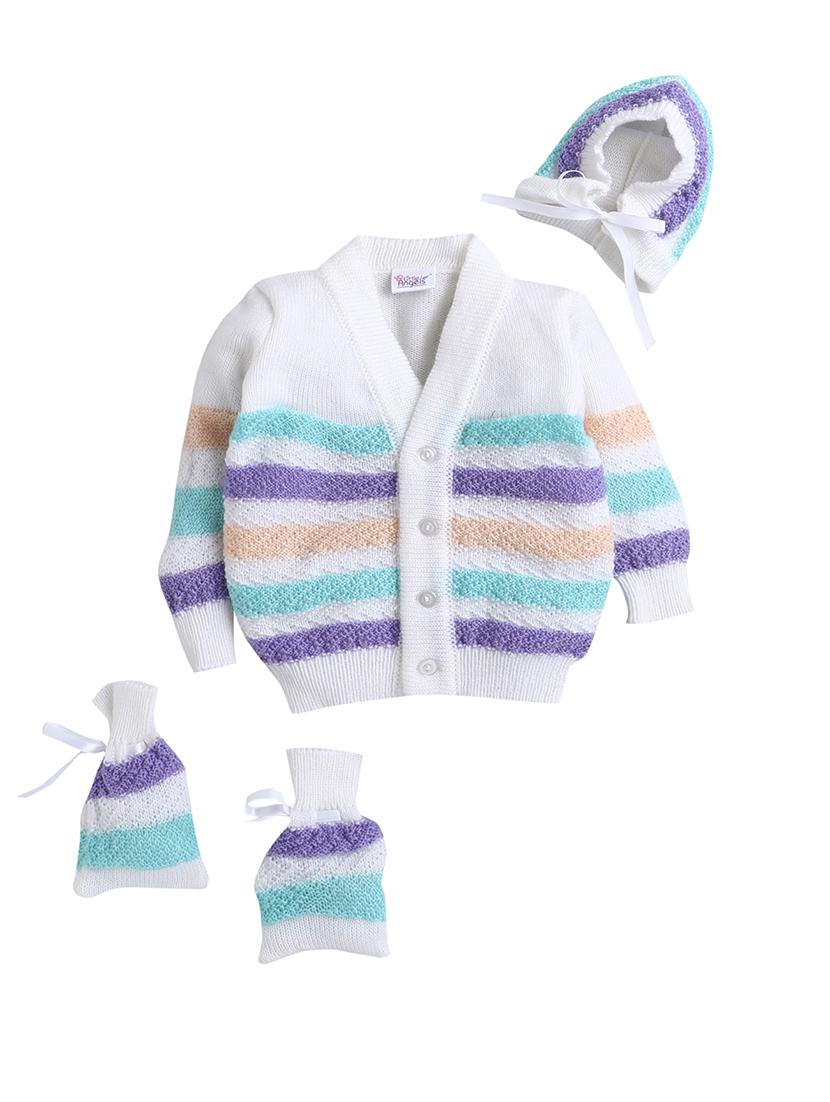 boys white striped sweater with cap & socks - 18460384 - Standard Image - 3