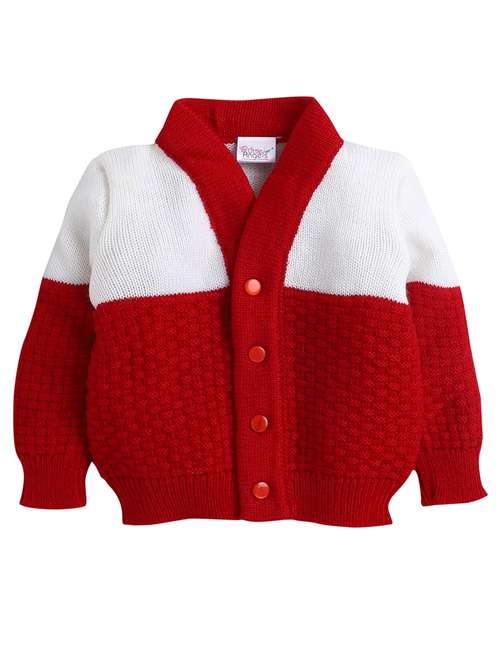 boys maroon color block sweater with cap & socks - 18460386 - Standard Image - 0