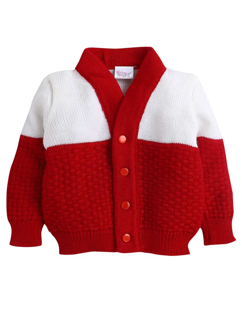 boys maroon color block sweater with cap & socks - 18460386 - Zoom Image - 0