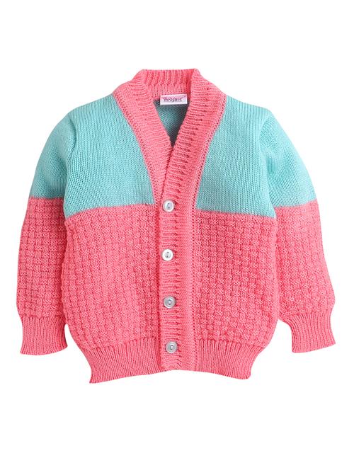 girls pink color block sweater with cap & socks - 18460394 - Standard Image - 0