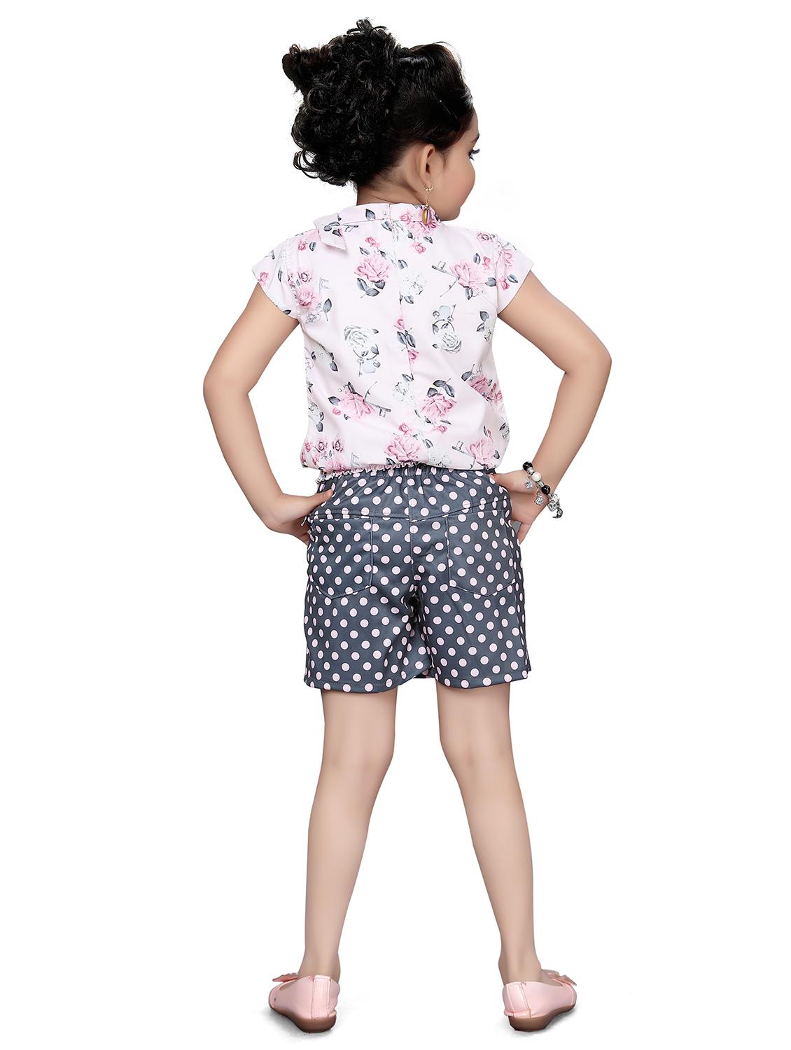 girls white floral top & polka dot skirt - 18460421 - Standard Image - 3