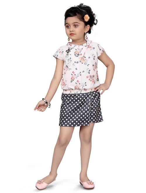 girls white floral top & polka dot skirt  - 18460422 -  Standard Image - 0