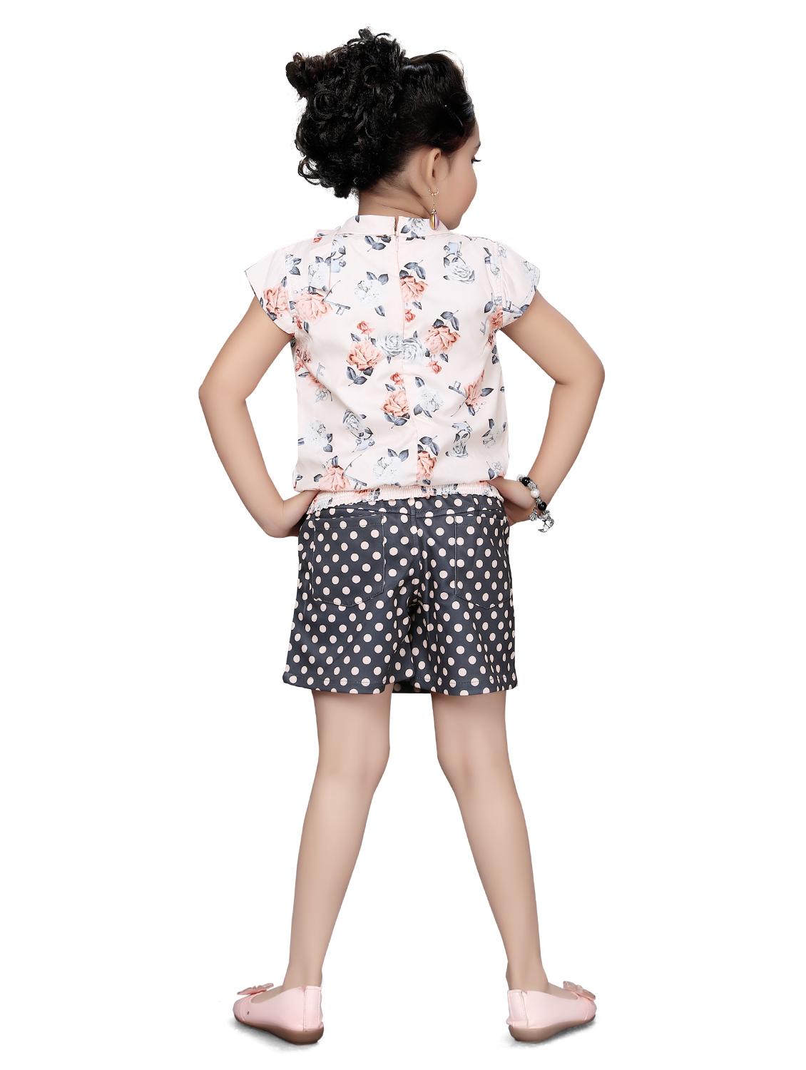 girls white floral top & polka dot skirt - 18460422 - Standard Image - 3