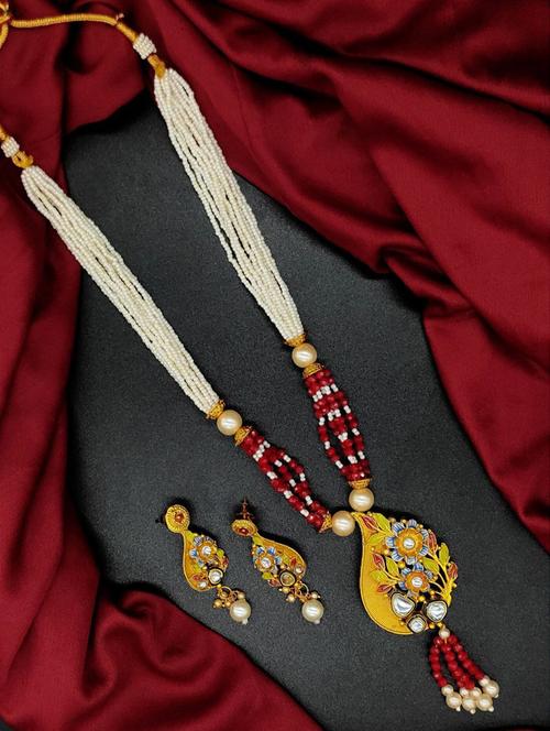  green multistrand beaded kundan gold plated necklace & earring set for women ns_1773_bl_275 - 18460470 -  Standard Image - 0