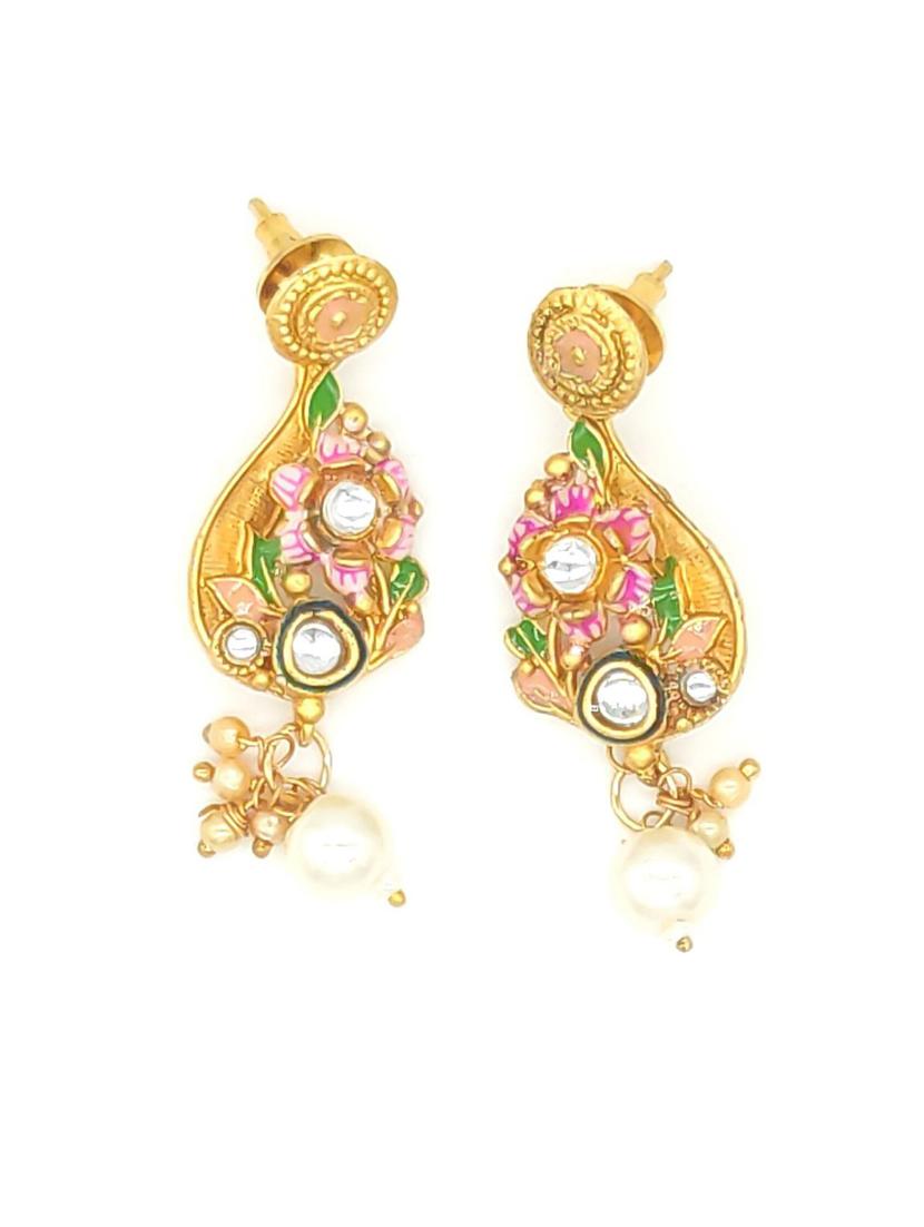 ruby multistrand beaded kundan gold plated necklace & earring set for women ns_1773_g_275 - 18460471 - Standard Image - 3