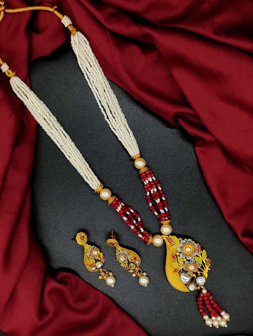  blue multistrand beaded kundan gold plated necklace & earring set for women ns_1773_r_275