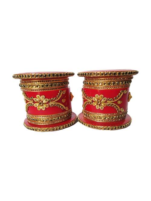 red designer chuda set for women - 18460525 -  Standard Image - 0