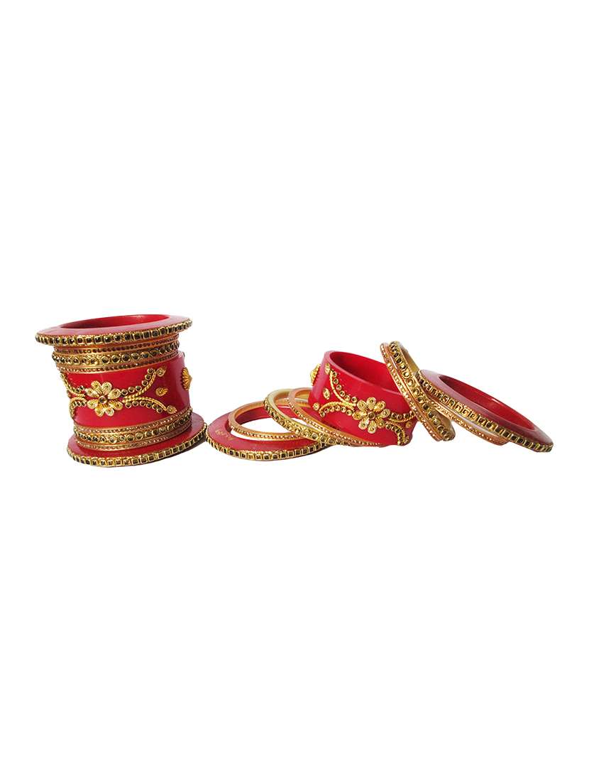 red designer chuda set for women - 18460525 -  Standard Image - 3