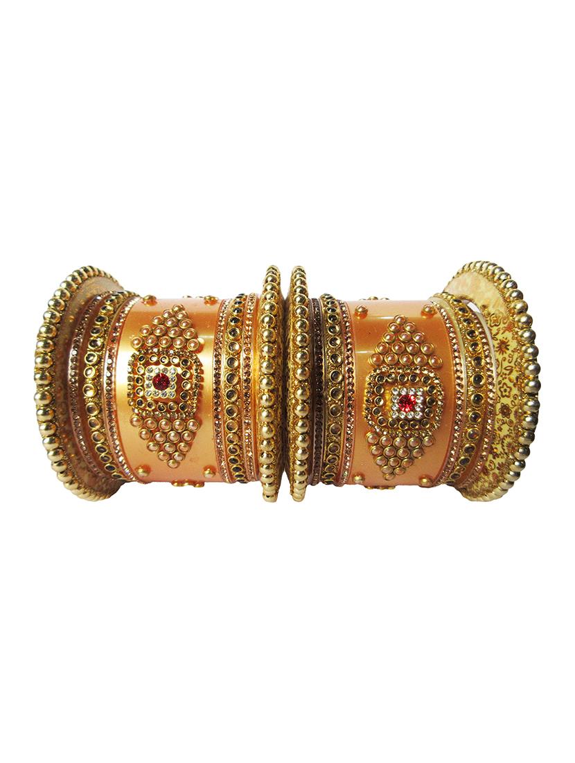 gold designer chuda set for women - 18460526 - Standard Image - 3