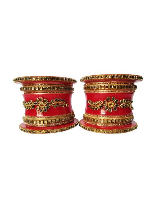 red designer chuda set for women - 18460527 -  Standard Image - 0