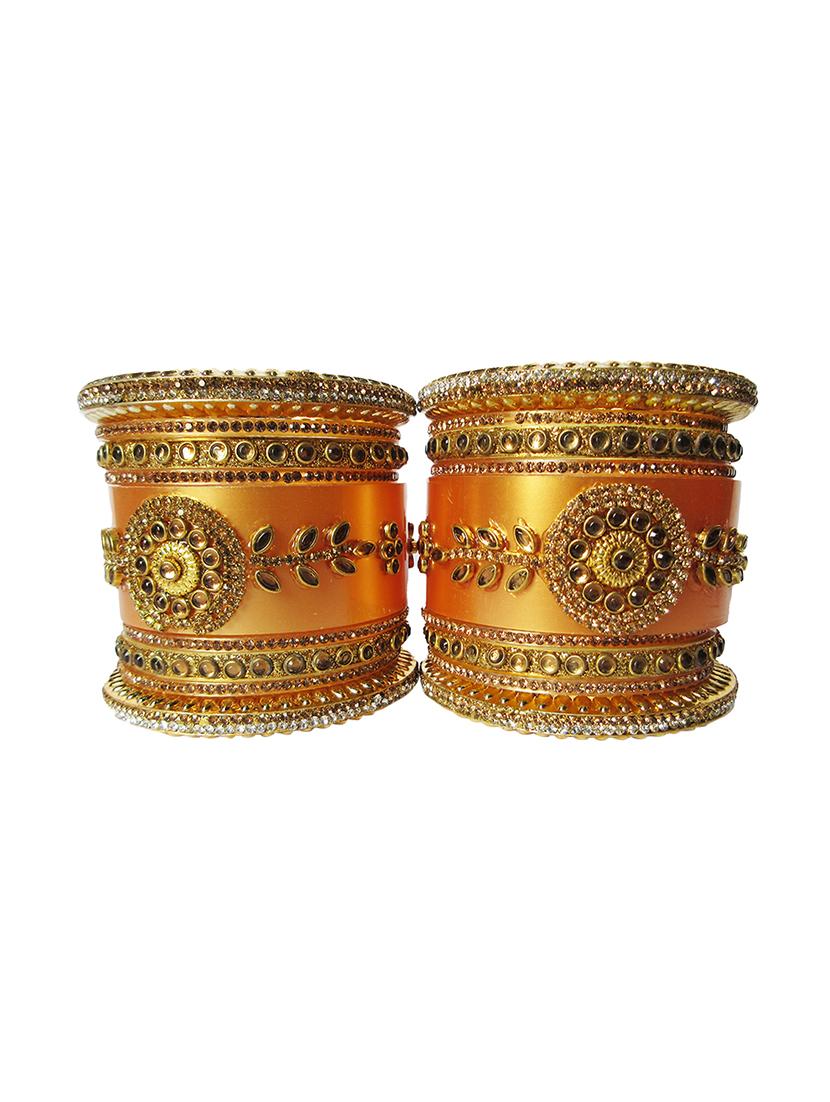 gold designer chuda set for women - 18460528 -  Zoom Image - 0
