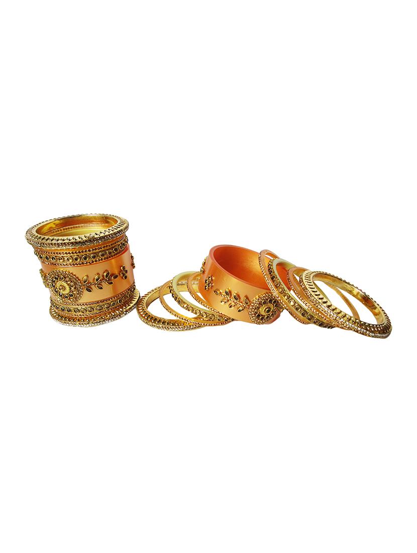 gold designer chuda set for women - 18460528 - Standard Image - 3