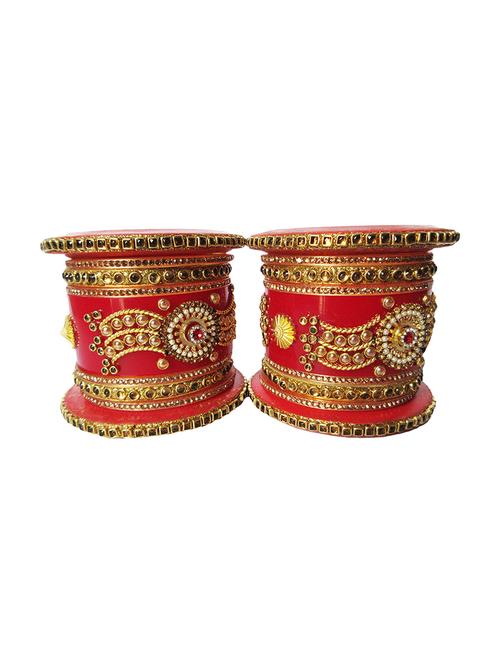 red designer chuda set for women - 18460529 - Standard Image - 0