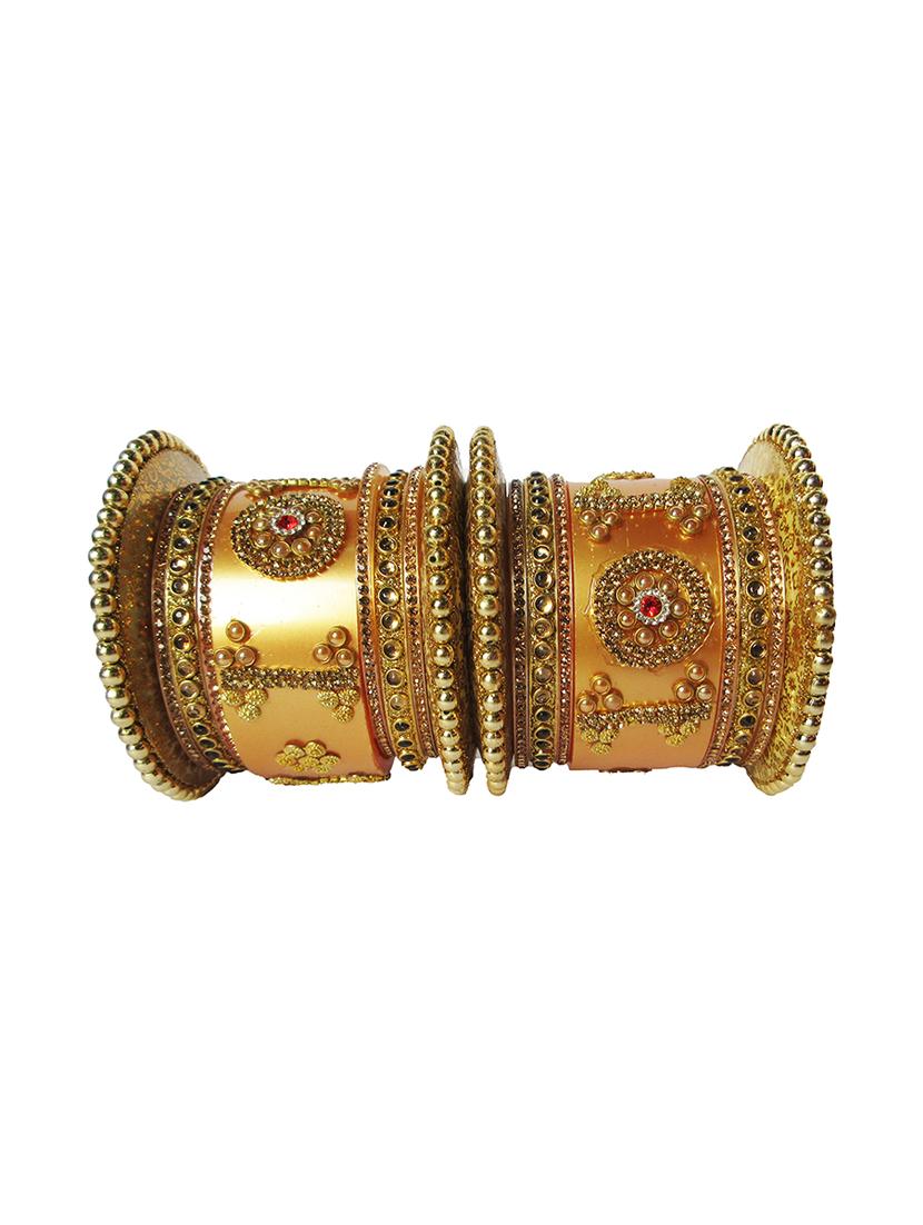 gold designer chuda set for women - 18460530 - Standard Image - 3