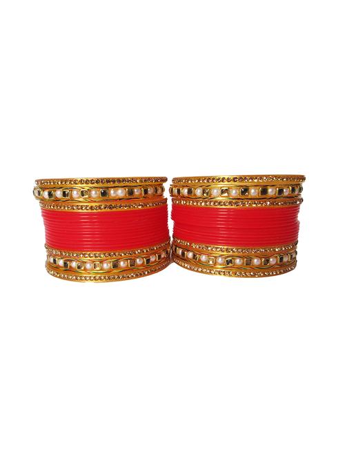 red designer chuda set for women - 18460531 - Standard Image - 0
