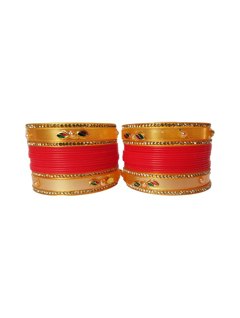 red designer chuda set for women - 18460532 - Zoom Image - 0