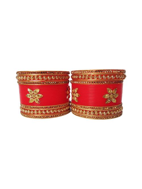 red designer chuda set for women - 18460533 -  Standard Image - 0