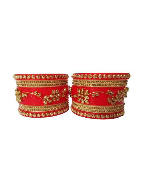 red designer chuda set for women/girls - 18460537 -  Standard Image - 0