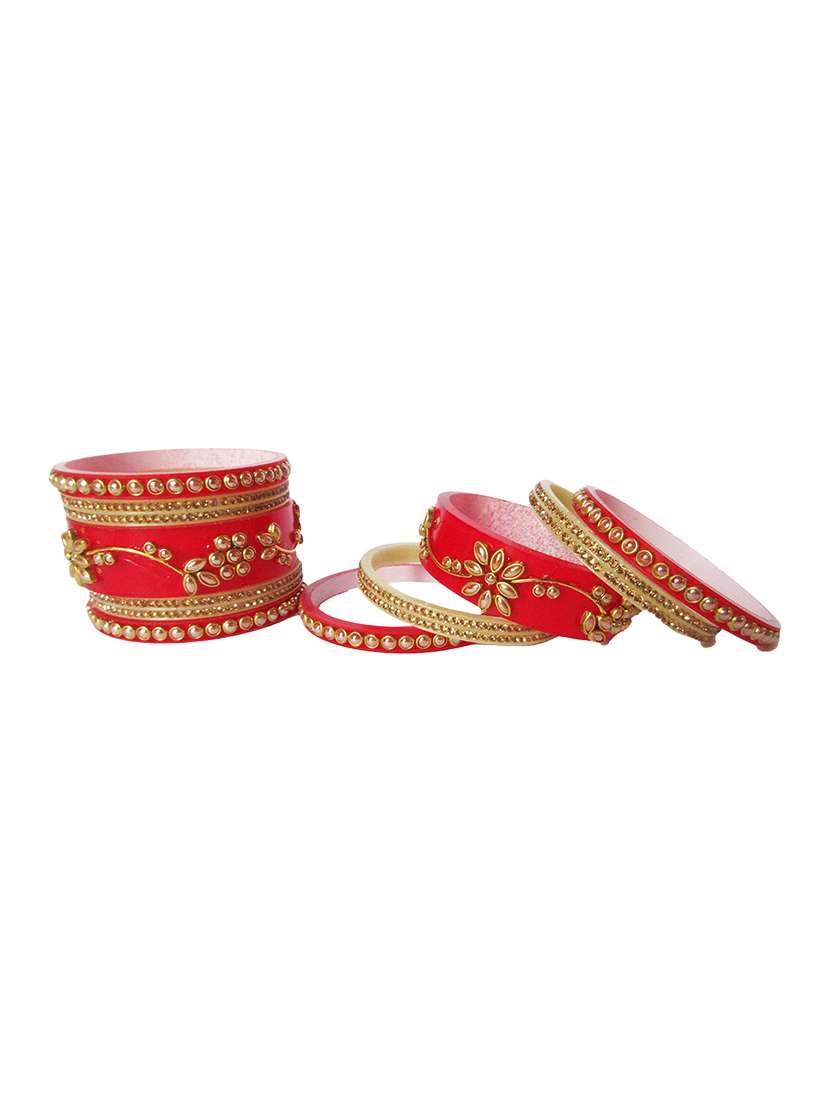 red designer chuda set for women/girls - 18460537 -  Standard Image - 3