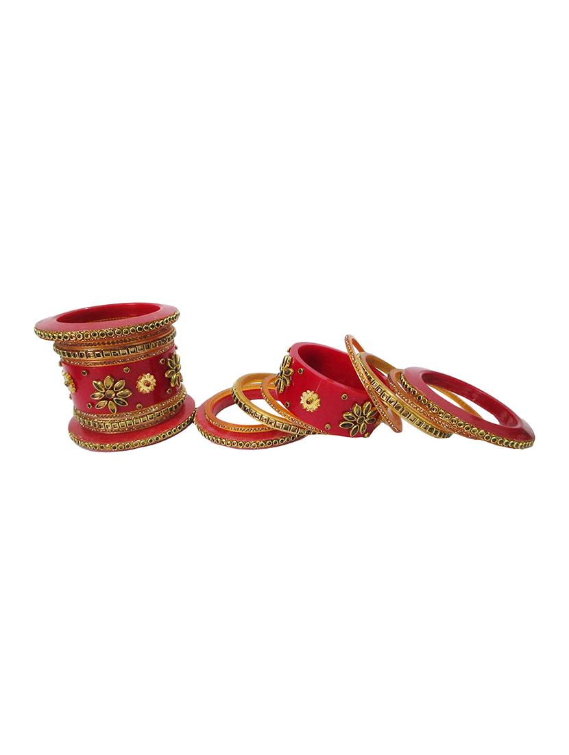 red designer chuda set for women/girls - 18460538 - Standard Image - 3
