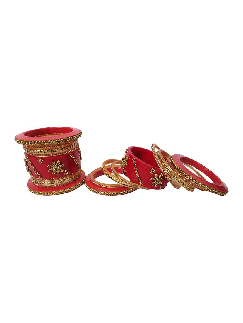 red designer chuda set for women/girls - 18460539 - Standard Image - 3