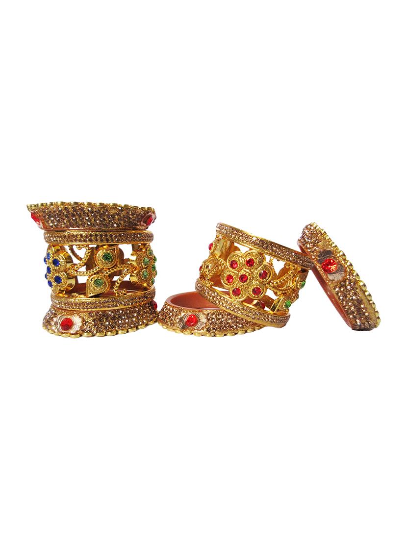 gold designer chuda set for women/girls - 18460541 - Standard Image - 3