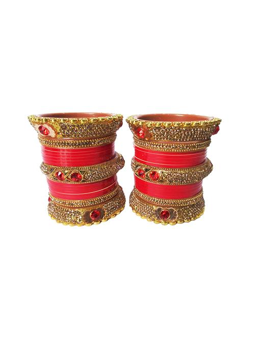 red designer chuda set for women/girls - 18460550 -  Standard Image - 0