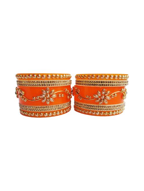 orange designer chuda set for women/girls - 18460563 - Standard Image - 0