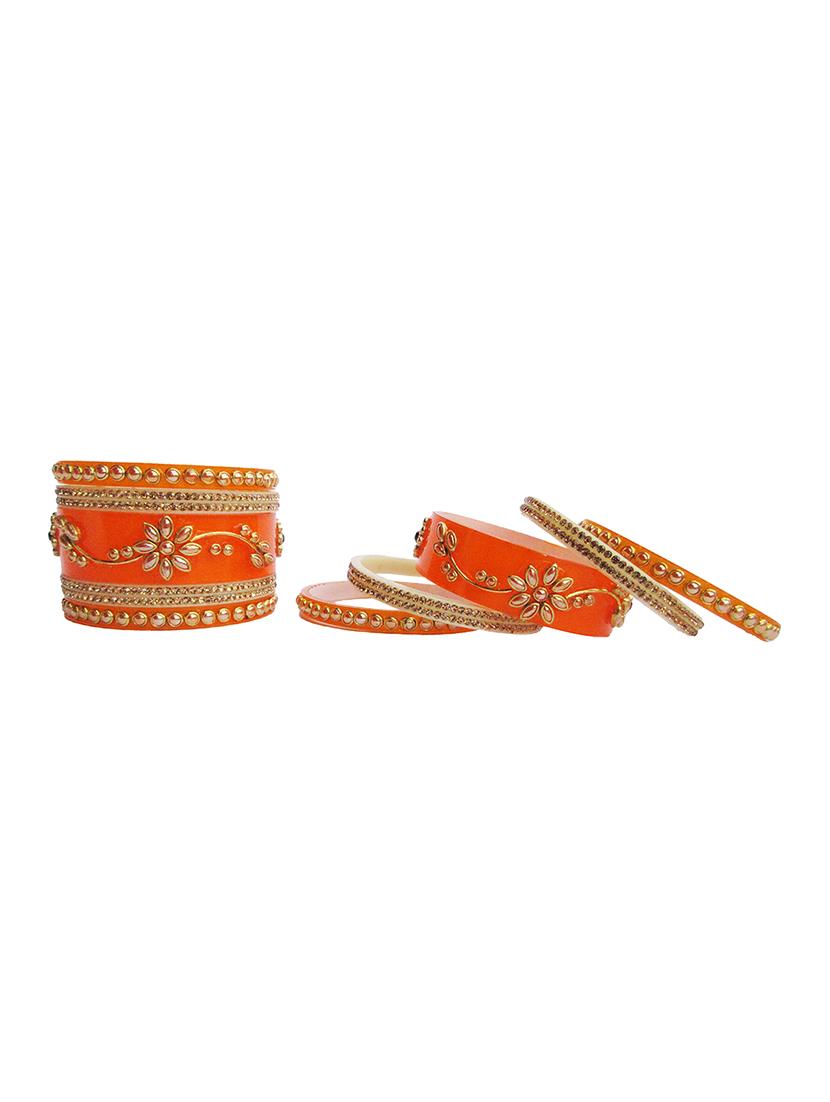 orange designer chuda set for women/girls - 18460563 - Standard Image - 3