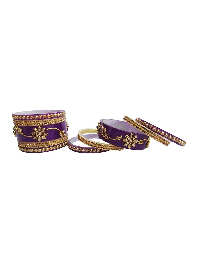 purple designer chuda set for women/girls - 18460565 -  Standard Image - 3
