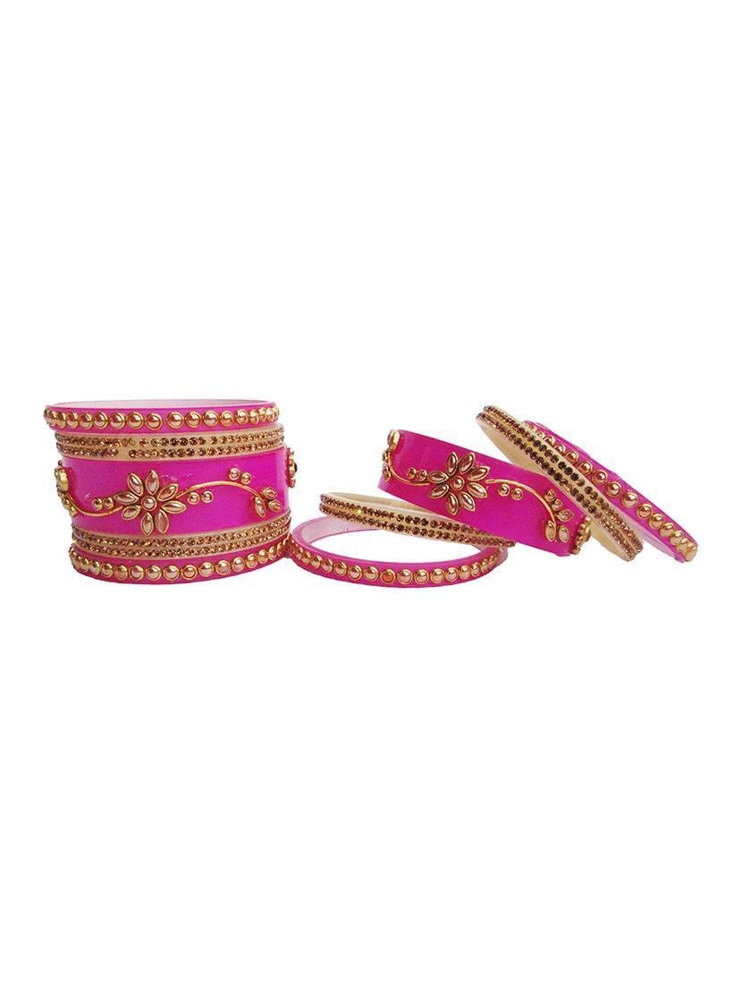 pink designer chuda set for women/girls - 18460566 - Standard Image - 3