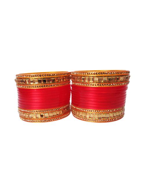 red designer chuda set for women/girls - 18460567 - Standard Image - 0