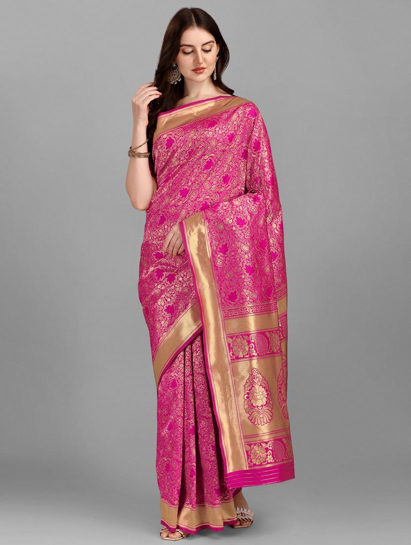 jacquard work woven saree with blouse - 18461266 -  Zoom Image - 0