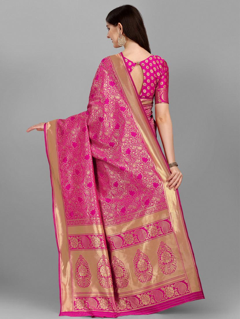 jacquard work woven saree with blouse - 18461266 - Standard Image - 3
