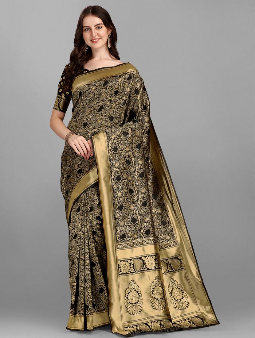 jacquard work woven saree with blouse - 18461267 -  Zoom Image - 0