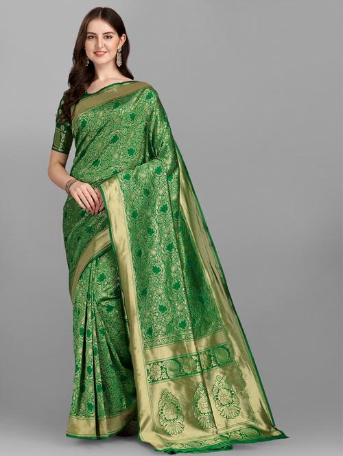 jacquard work woven saree with blouse - 18461268 -  Standard Image - 0