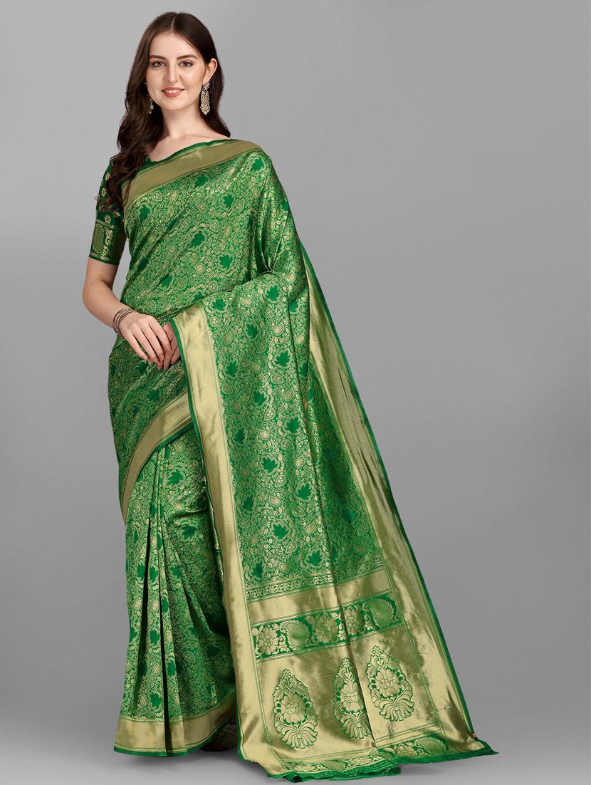 jacquard work woven saree with blouse - 18461268 -  Zoom Image - 0